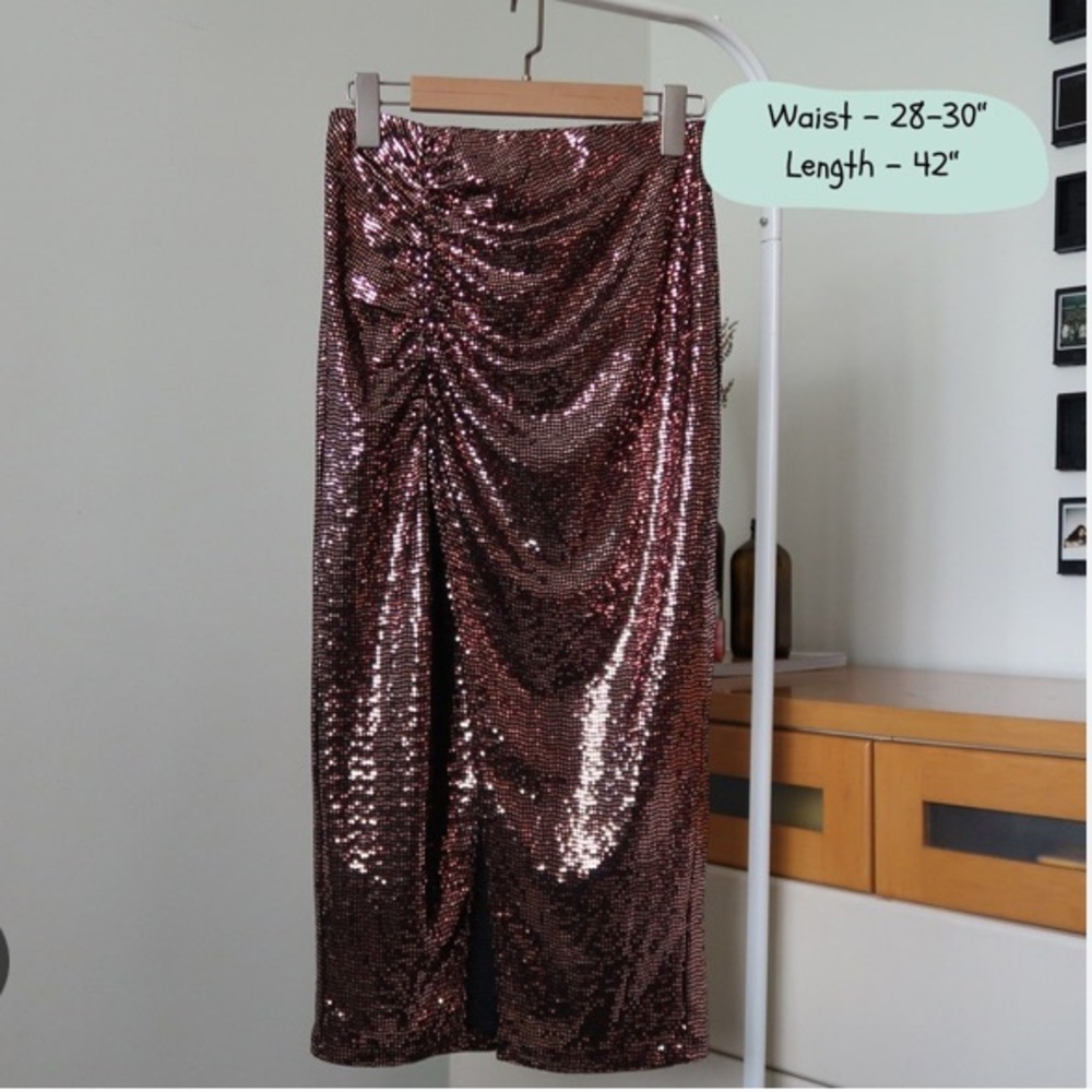 Sequin Bronze Skirt - Picture 3 of 9